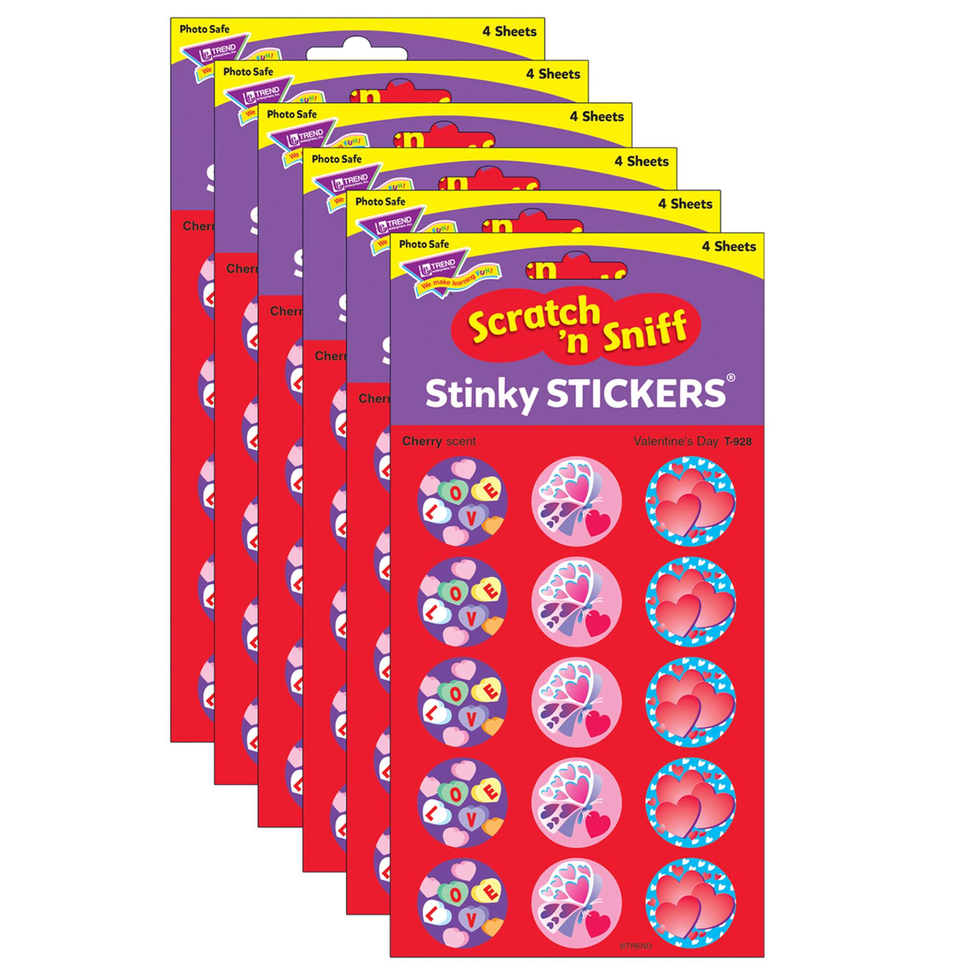 Trend Enterprises® Stinky Stickers® Valentine's Day/Cherry, 6 Packs of 60ct.